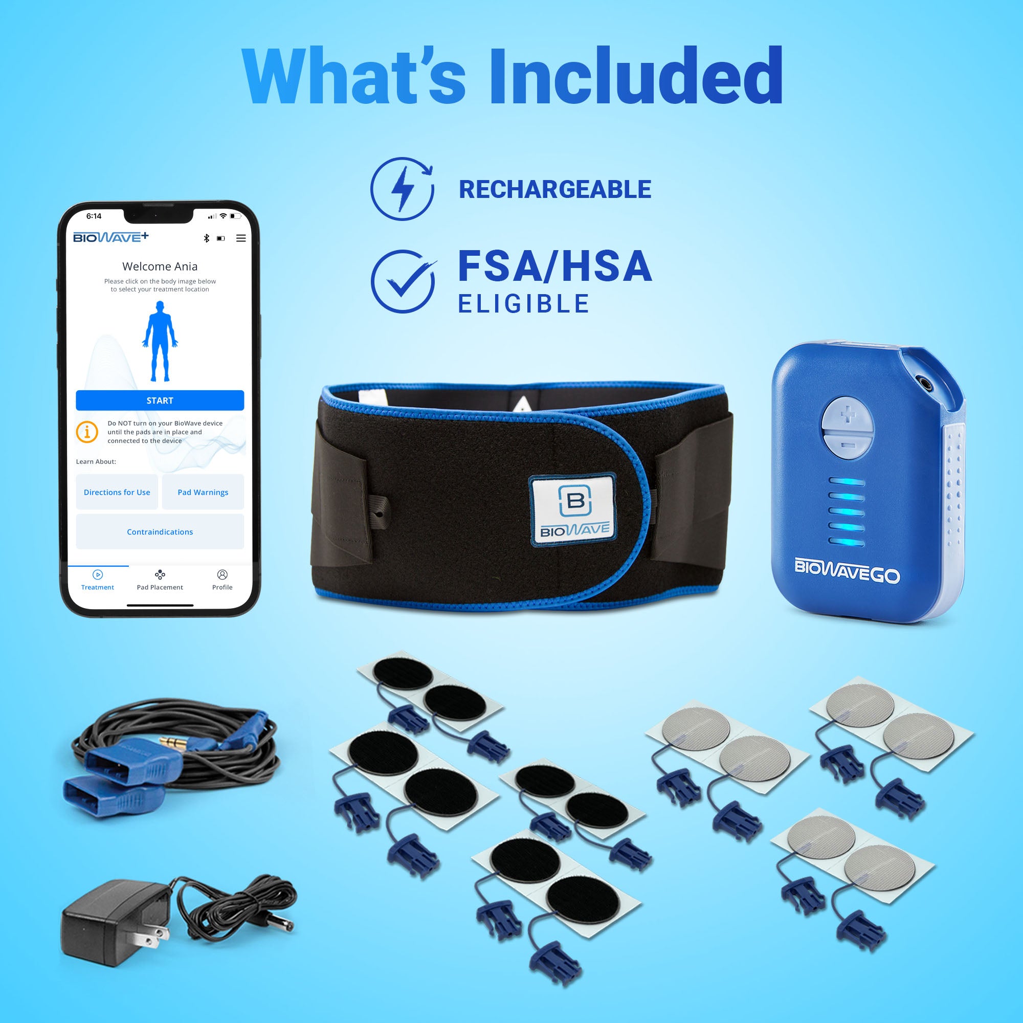 BIOWAVE Back Rapid Recovery Bundle Back Brace Lumbar Support & Medical Grade TENS Unit Upgrade to TENS Machines for Pain Relief Clinically Proven ESTIM Back Brace for Women & Men HSA FSA Eligible