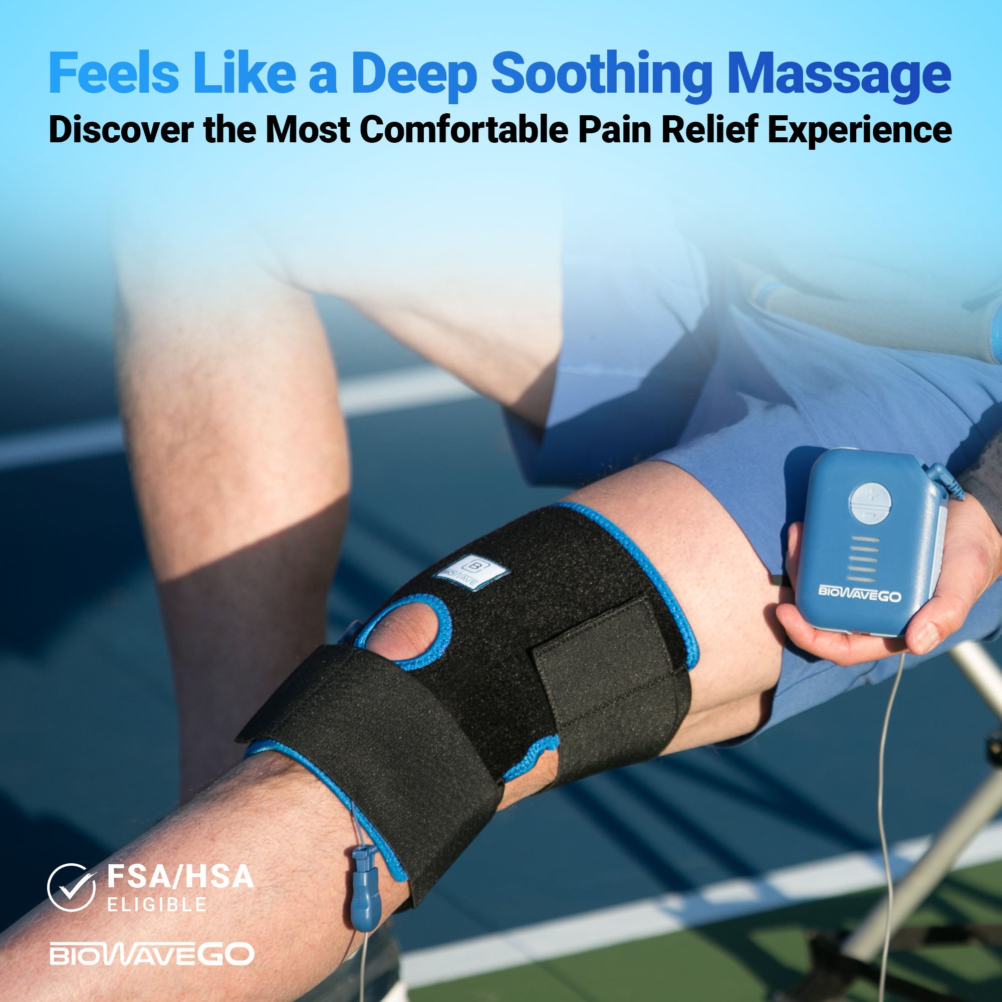 BIOWAVE Knee Rapid Recovery Bundle Knee Brace & Medical Grade TENS Unit Upgrade to TENS Machines for Pain Relief Clinically Proven ESTIM Knee Brace for Women & Knee Brace for Men HSA FSA Eligible