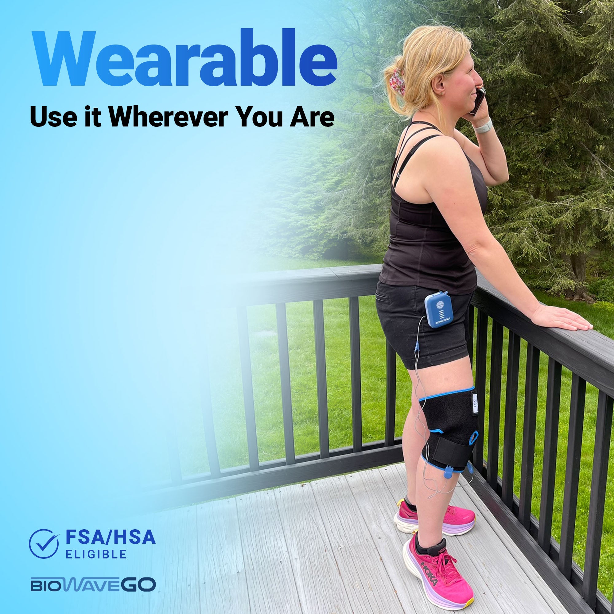 BIOWAVE Knee Rapid Recovery Bundle Knee Brace & Medical Grade TENS Unit Upgrade to TENS Machines for Pain Relief Clinically Proven ESTIM Knee Brace for Women & Knee Brace for Men HSA FSA Eligible