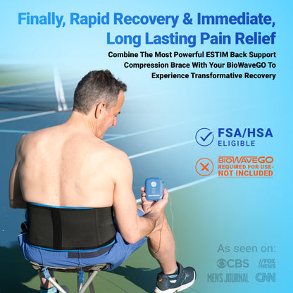 BIOWAVE Rapid Recovery Back Brace Lumbar Support Back Compression Wrap Back Support TENS Unit Muscle Stimulator for Back Pain For Use With BioWave GO Only HSA FSA Eligible