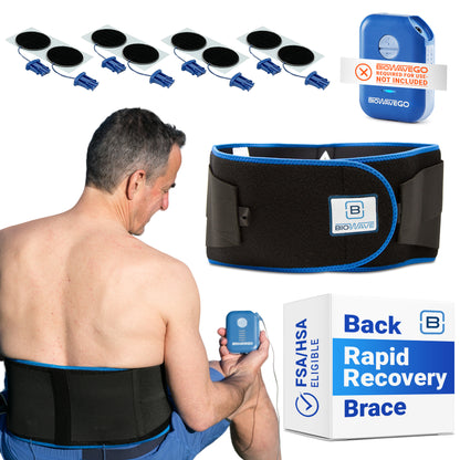 BIOWAVE Rapid Recovery Back Brace Lumbar Support Back Compression Wrap Back Support TENS Unit Muscle Stimulator for Back Pain For Use With BioWave GO Only HSA FSA Eligible