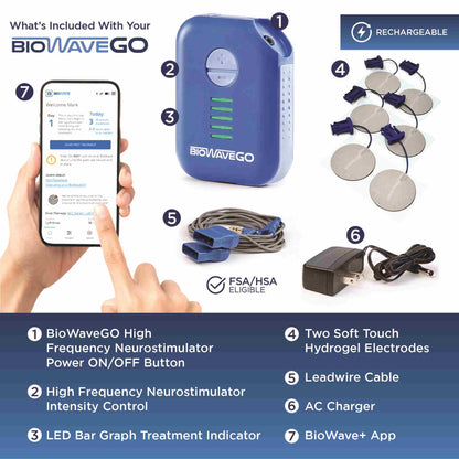 BIOWAVEGO Medical Grade TENS Unit Upgrade to TENS Machines for Pain Relief Clinically Proven ESTIM For Chronic Pain & Recovery HSA FSA Eligible